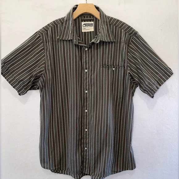 Mountain Khakis Men's Short Sleeve Gray White Red Pearl Snap Shirt XL - Picture 1 of 6